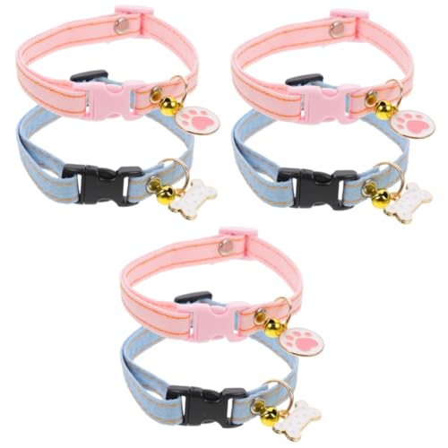 Kisangel 6 STK Katzenhalsband Halskette für Mädchen Kätzchenschleifenkragen eine Halskette Halsketten Abreißhalsbänder für Katzen Kätzchenhalsbänder für Mädchen Haustier Zubehör die Klingel von Kisangel