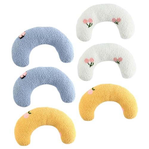 Kisangel 6 Stück Teiliges Katzenkissen mit Nackenstütze Komfortables Schlafkissen für Kleine Katzen Atmungsaktiv Hautfreundlich Pflegeleicht in Weiß Blau und Gelb Geeignet für Jahreszeiten von Kisangel