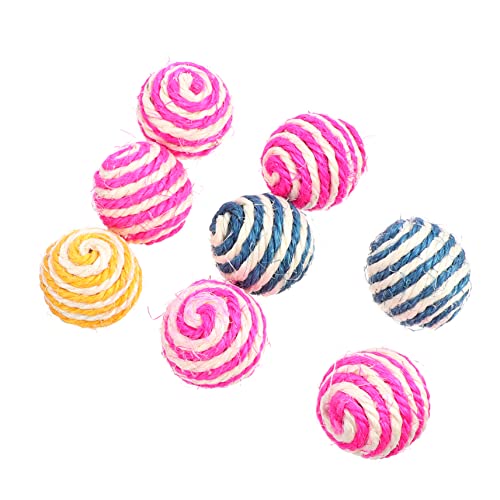 Kisangel 8 Stück Teiliges Katzenspielzeug mit Robusten Beißfesten Seilbällen Interaktives Katzenspielzeug mit Soundfunktion Bunte Spielbälle zur Beschäftigung und Zufällige Zufällige Farbe von Kisangel