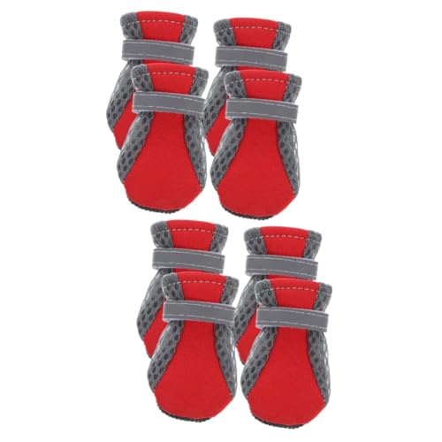 Kisangel 8 STK Mesh-Schuhe für Welpen hundeschuhe große Hunde Dog Shoes for small Dogs Pfotenschutz Katzenschuhe draussen Schuhe mit weichen Sohlen Hündchen Stiefel rot von Kisangel