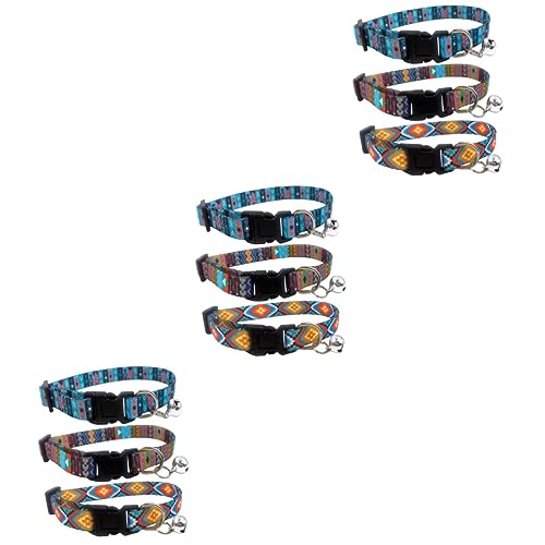 Kisangel 9 STK Zarter Kätzchenkragen Kätzchen-Kragen Bell-Haustier-Halsband Wiederverwendbares Katzenhalsband Outdoor-kätzchenhalsband Schönes Kätzchenhalsband Kleidung Polyester Hündchen von Kisangel