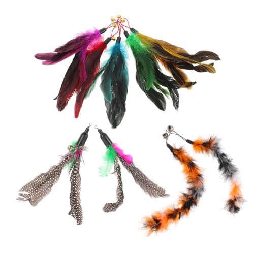 Kisangel 9 Stück Teiliges Nachfüllset für Katzenangel mit Federn Interaktives Katzenspielzeug für Stundenlangen Spielspaß Kompatibel mit Verschiedenen Katzenangeln für Indoor Training und von Kisangel