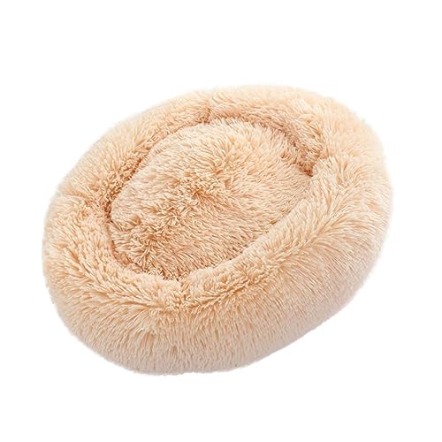 Kisangel Luxus Haustier Bett Runde Donut Katze Hund Kissen Selbst-erwärmung Funktion Größe Beige von Kisangel