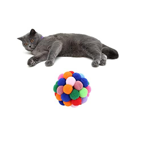 Kisangel Bunter Katzenspielzeug Ball mit Glocke Handgemachter Elastischer Bell Ball für Katzen Durchmesser für Interaktives und Training Zufällige Farben Zufällige Farbe Zufällige Farbe von Kisangel