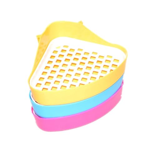 Kisangel Dreieckige Kleintier Toilette Kleine Platzsparendes Doppelwand Design für Hamster Kaninchen Chinchilla Meerschweinchen und Frettchen Einfacher Töpfchentrainer für Zufällige Farbe von Kisangel