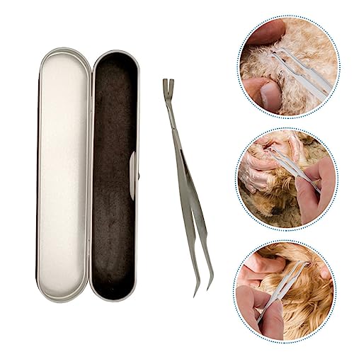 Kisangel Edelstahl Pinzette für Haustiere Flöhe und Zecken Entferner Ergonomischer Griff Präziser Clip zur Reinigung von Hundehaaren Sicher und Einfach Anzuwenden Langlebiges Material von Kisangel