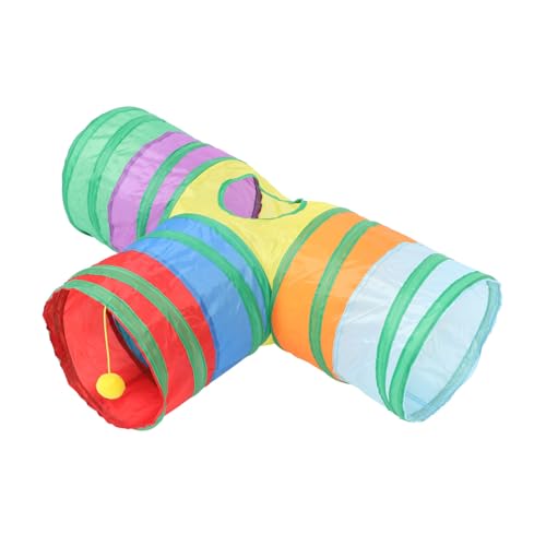 Kisangel Faltbarer Katzen Kaninchen Tunnelspielplatz Haustier Spieltunnel aus Langlebigem Material Bunter Katzentunnel für Aktives Drinnen und Draußen von Kisangel