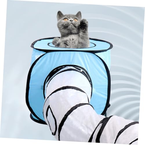 Kisangel Faltbarer S förmiger Katzentunnel Spieltunnel mit Rascheleffekt Interaktives Katzen Kätzchenspielzeug Strapazierfähig und Platzsparend Geeignet für Große Katzen und Kätzchen Blau von Kisangel