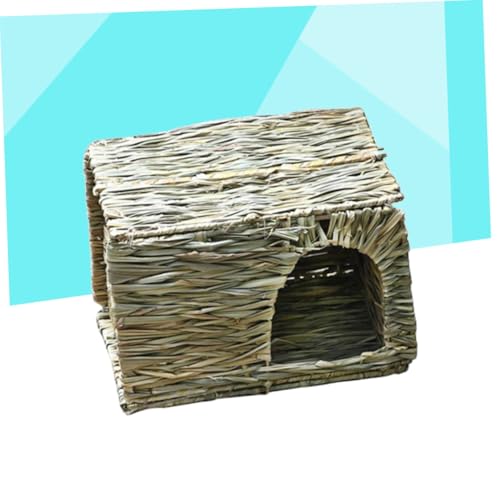 Kisangel Faltbares Hamsterhaus aus Natürlichem Gras Sicherer Schlaf Spielplatz für Kaninchen Meerschweinchen Igel und Zwerghamster Robustes Nagerhäuschen für Kleintiere von Kisangel