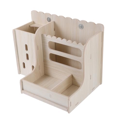 Kisangel Heuraufe Aus Holz Für Meerschweinchen & Ziegen - 4-in-1- Mit Wasserflasche & Kratzfrei von Kisangel