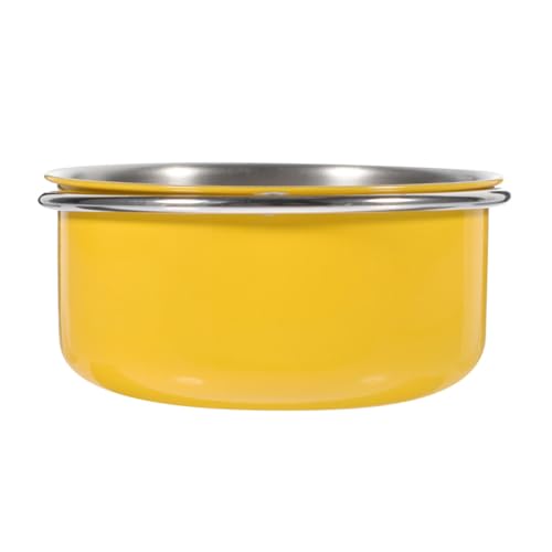 Kisangel Futternapf Für Papageien Essen Papageienfutter Vogelschüssel Haustier Vogel Schalen Zubehör Für Vogelkäfige Abnehmbarer Design-vogelfutterspender Rostfreier Stahl Yellow von Kisangel