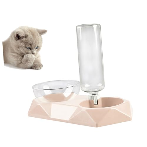 Kisangel Geometrischer Haustiernäpfe aus PP mit Abnehmbarer Schüssel für Hunde und Katzen Automatischer Wasserspender rutschfest und Sicher Mousse von Kisangel