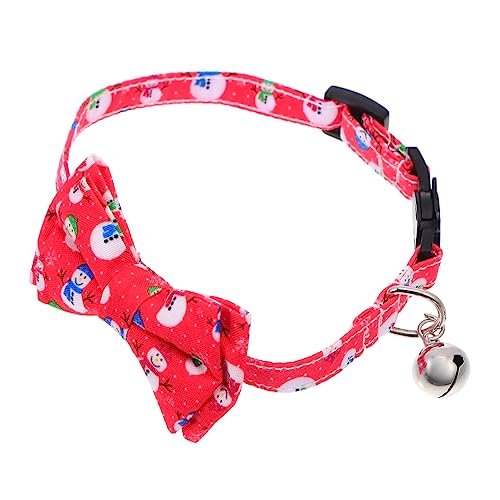 Kisangel Haustier-Fliege-Halsband Schneemann Katze Halskette Urlaub Geburtstag Modische Kätzchen Halsband Glocke Rot Polyester Stahl von Kisangel