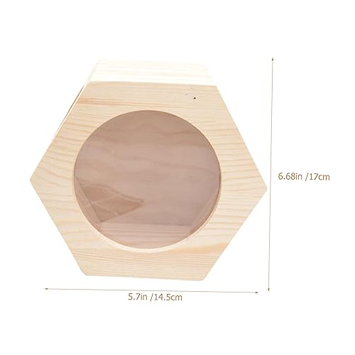 Kisangel Hamster Holzhaus Sechseckig aus Kiefern Acrylholz Geräumiges Versteckhaus für Hamster und Chinchillas Spiel Schlafhaus für Kleine Nager Geeignet als Käfigzubehör und Haustierdekor von Kisangel