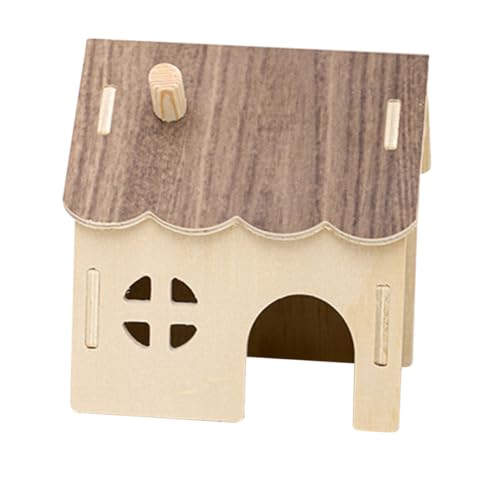 Kisangel Hamster Holzversteck Haus mit Privatem Rückzugsort Spielerischem Design und Abnehmbaren Teilen für Einfache Reinigung Sichere Stressreduzierende Villa für Hamster Meerschweinchen von Kisangel