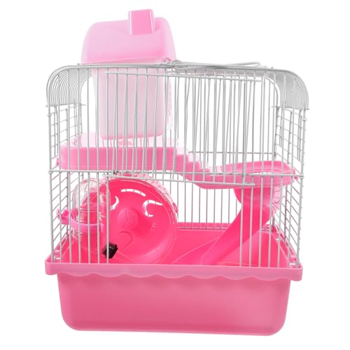 Kisangel Doppelstöckiger Hamsterkäfig Aus Draht Atmungsaktiv Groß Rosa Für Hamster Und Kleine Haustiere Mit Spielzeug Und Zubehör von Kisangel