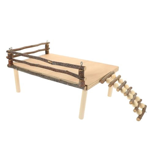 Kisangel Hamster Spielplattform aus Robustem Holz mit Kletterleiter Vielseitiges Kleintier für Hamster Käfig zur Stressreduzierung Bewegung von Kisangel