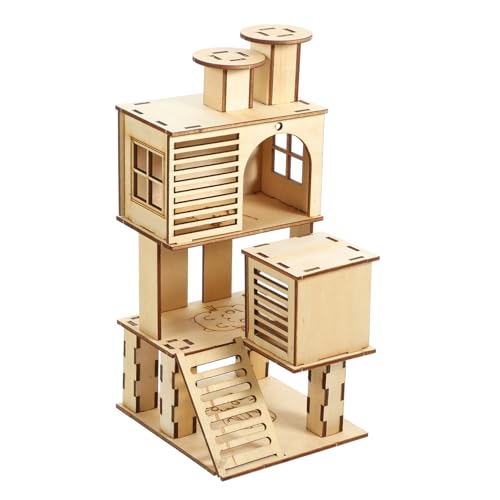 Kisangel Hamster Spielplatz aus Holz mit Rutsche und Kletterleiter Langlebiges Haustierhaus und Versteck Robustes für Zwerghamster und Kleintiere Natürlicher Holzbau für Artgerechtes Kisangel Hamster Spielplatz aus Holz mit Rutsche und Kletterleiter Langlebiges Haustierhaus und Versteck Robustes für Zwerghamster und Kleintiere Natürlicher Holzbau für Artgerechtes von Kisangel
