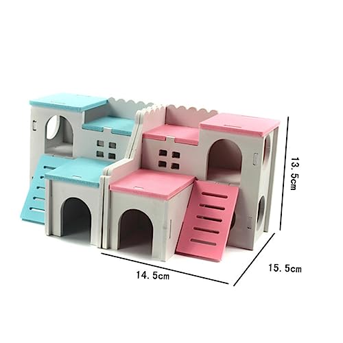 Kisangel Holz Hamsterhaus Doppelstöckig Haustier Schlaf und Spielplatz Sichere Holz Hamsterhütte Tierbedarf für Kleintiere mit Versteck und Spielbereich von Kisangel