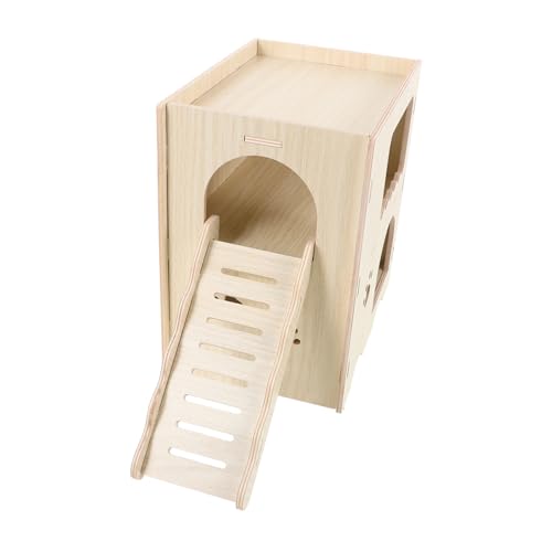 Kisangel Haustier-versteckhaus Aus Holz Für Hamster Blockhaus Stabiles Spielzeug Für Hamster Meerschweinchen von Kisangel