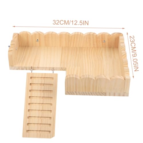 Kisangel Hamsterplattform aus Holz mit Leiter Teiliges für Käfigzubehör Meerschweinchen Kletterspielzeug Stabile Kleintierplattform für Zwerghamster und Chinchilla Spielspaß von Kisangel
