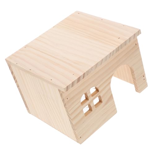 Kisangel Großes Hamsterversteck Aus Holz Mit Treppe Mehrkammer-spielhaus Natürliches Kauspielzeug Für Haustiere von Kisangel