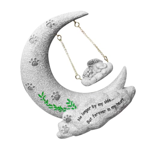 Kisangel Pet Memorial Stone Kreative Mondhund Grabsteine Aus Resin Für Garten Und Außenbereich Gedenkstein Für Verstorbene Haustiere Trostspende Für von Kisangel