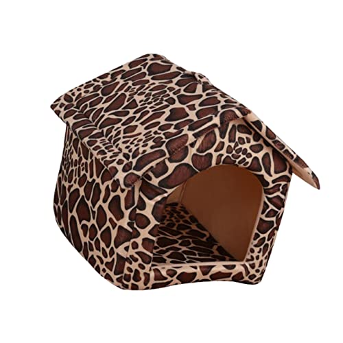 Kisangel Haustier-schlafbett Haustierbetthaus Haustier Warmes Faltbares Haustierbett Zwinger Leopard von Kisangel