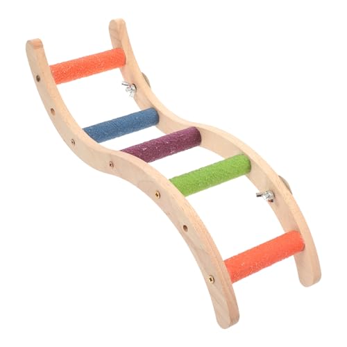 Kisangel Hölzerne Papageienleiter Kletterspielzeug Kreative Vogelkäfig Leiter für Wellensittiche Nymphensittiche Hamster Kleintiere S förmige Holzleiter für Beschäftigung Zufällige Farbe von Kisangel