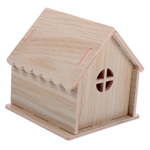 Kisangel Holz Hamster Versteck Haus Robustes Nager Versteck aus Natürlichem Holz Geeignet für Zwerghamster Meerschweinchen und Kleine Kleintiere Geräumig zum Schlafen und Verstecken von Kisangel