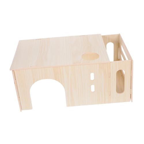 Kisangel Holz Hamster Versteck Unlackiertes Holz Kleintier Habitat Rückzugsort für Kaninchen Meerschweinchen und Chinchillas Multifunktionales Haustierhaus mit Schlaf Futter und von Kisangel