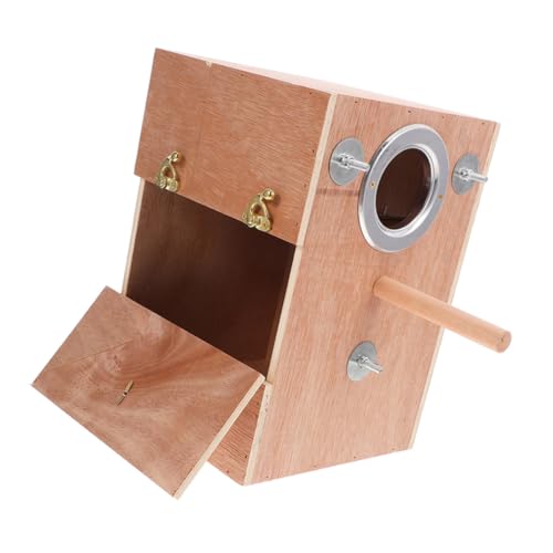 Kisangel Holz Nistkasten mit Sitzstange für Wellensittiche Outdoor Hängendes Vogelhaus Brutbox aus Naturholz für Agaporniden Nymphensittiche Kanarienvögel Einfache Witterungsbeständig von Kisangel
