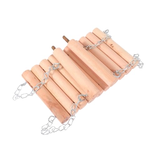 Kisangel Holz Vogelspielzeug Hängeschaukel mit Kletterleiter für Wellensittiche Papageien Käfig Zubehör Langlebig Naturholz Kauspielzeug für Vögel und Kleine Haustiere von Kisangel