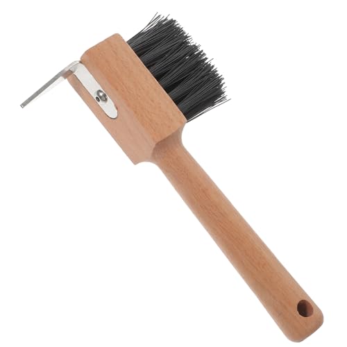 Kisangel Holzgriff Hufschneider Pferd Hufreinigungsbürste Hufwerkzeug Scharf Robust Kompakt für Pferdepflege und Hufmaniküre Praktische Reinigung und Trimmung von Kisangel