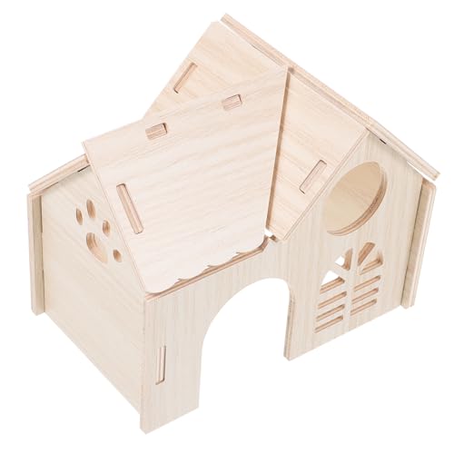 Kisangel Holzhaus für Hamster und Kleine Haustiere Robustes Beißfestes Versteck aus Natürlichem Holz Gemütliches Schlafhaus und Kletterhaus für Zwerghamster Meerschweinchen und Rennmäuse von Kisangel