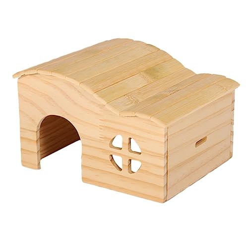 Kisangel Holzhaus für Hamster und Ratten Bissfestes Versteck mit geschlossenem Boden Kleines Nagetier spielhaus Langlebiges Naturholzversteck für Käfigdeko und Rückzugsort von Kisangel