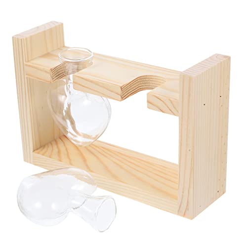Kisangel Hydroponische Grüne Pothos-vase Pflanzenbehälter Aus Glas Mit Holzsockel Zur Dekoration von Kisangel