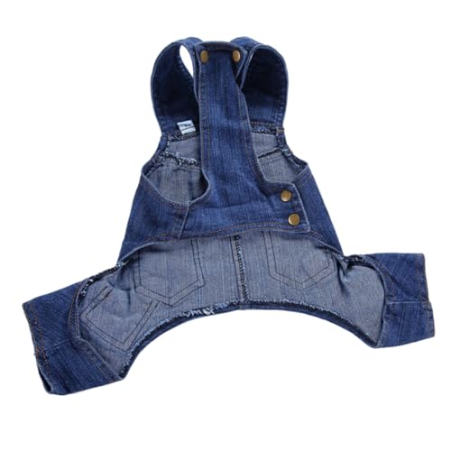 Kisangel Hundehose Jeans mit Hosenträgern für Kleine Hunde Komfortable Outdoor hundekleidung mit Knopfverschluss Modische Denim hundehose für Spaziergang und Aufnahmen XXL von Kisangel
