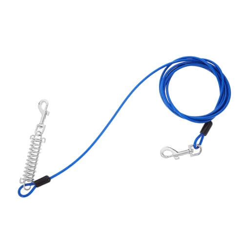 Kisangel Hundeleine hundezubehör strapazierfähiges Haustierhalsband Schuhe mit drehbarem Schnallenriemen federbelastetes Seil robuster Karabinerhaken Kunststoffbeschichtetes Drahtseil Blue von Kisangel