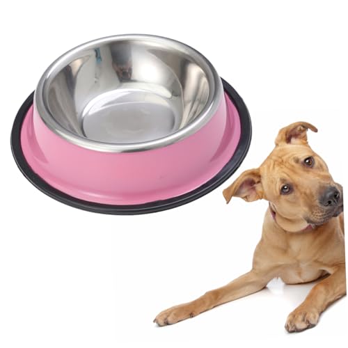 Kisangel Hundenapf Wassernäpfe für Hunde zubehör rutschfeste schüssel Heimtierbedarf aus Edelstahl pet Bowl katzenfutter schüssel katzennäpfe Haustiernapf Haustierzubehör Geschirr Rosa von Kisangel