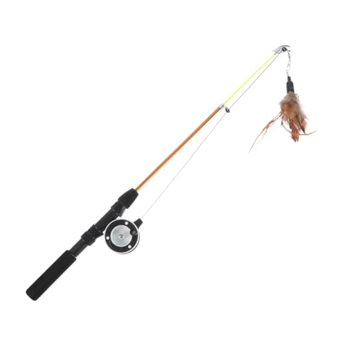 Kisangel Interaktiver Katzenangel Teaser Stick mit Flausch Strapazierfähiges Katzenspielzeug für Kätzchen Fördert Aktivität und Bindung für Indoor Haustiere Langlebiges Flausch von Kisangel