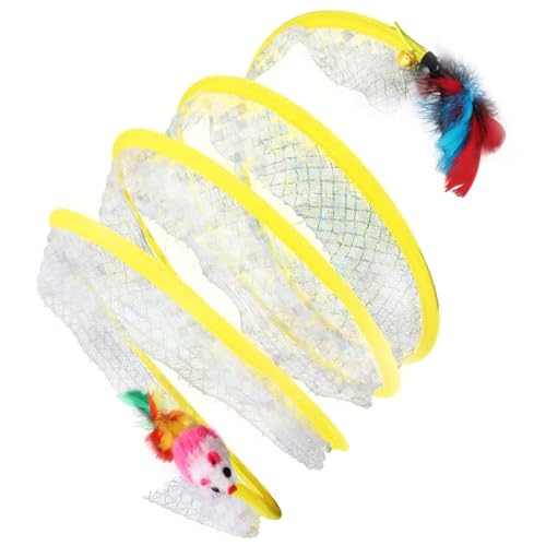 Kisangel Interaktiver Katzentunnel mit Federspielzeug Selbstbeschäftigungsspielzeug für Kätzchen Indoor Katzen Tunnel Bewegung und Jagdinstinkt Langlebig und Spaßig von Kisangel