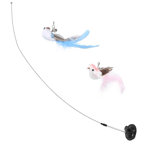 Kisangel Interaktives Katzenangel mit Starkem Saugnapf Langlebigem Stahlstab und Bunten Federn Multifunktional für Indoor Katzen zur Stressreduktion und Spielspaß von Kisangel
