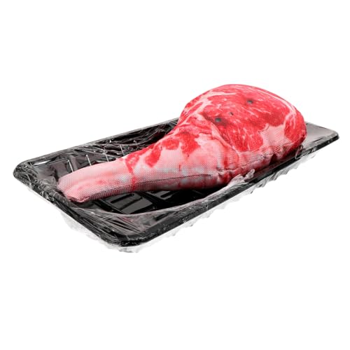 Kisangel Interaktives Kauspielzeug für Kleine Hunde Plüschiges Steak Design Form Geräuschaktiv Zahnreinigend Oxford Material Langlebiges Haustierspielzeug für Spielspaß und Zahnpflege von Kisangel