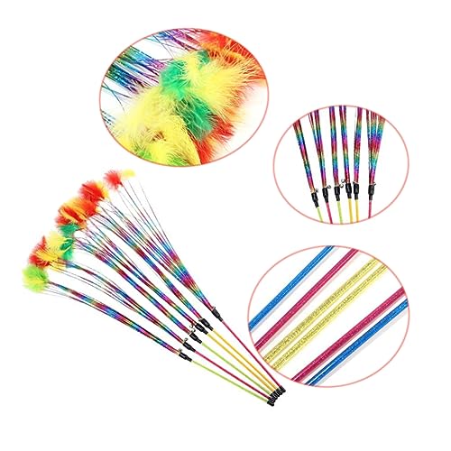 Kisangel Bunter Interaktiver Katzenangel Mit Bunten Federn Und Glöckchen Spielzeug Für Kätzchen Bewegung Und Spielverhalten Farben Zufällig von Kisangel