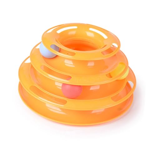 Kisangel Katze Intelligenz spielball mit Tray Interaktives Langlebig und Sicher Gelb Fördert Aktives und Unterhaltung von Kisangel