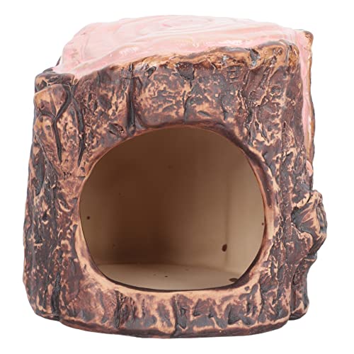 Kisangel Keramik Hamster Nest Imitation Wood Design Kühles Leichtes Nagerhaus mit Dekorativem Robustem Keramikmaterial Vielseitig als Schlafplatz und Käfigdeko für Hamster und Kleine von Kisangel