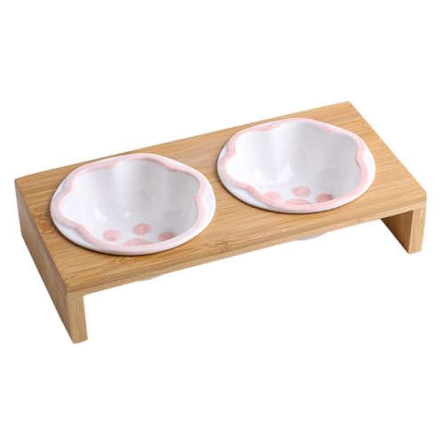 Kisangel Keramik Katzennapf mit Bambusgestell Wiederverwendbar Spülmaschinenfest rutschfest Leicht zu Reinigen Ergonomisch Erhöht für Gesunde Katzenfütterung als Katzenzubehör und Geschenk Kisangel Keramik Katzennapf mit Bambusgestell Wiederverwendbar Spülmaschinenfest rutschfest Leicht zu Reinigen Ergonomisch Erhöht für Gesunde Katzenfütterung als Katzenzubehör und Geschenk von Kisangel