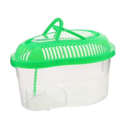 Kisangel Kleines Aquarium, Tragbarer Reptilien-lebensraum, Schildkröten-Tank Aus Kunststoff Mit Deckelgriff, Reptilien-Terrarium, Hamsterbox Für Fische, Schlangen, Aquarium, Grün von Kisangel