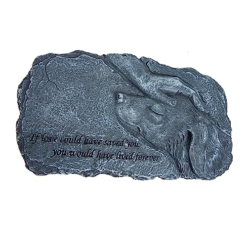 Kisangel Kreative Resin Haustier Gedenkstein Statue Wetterfeste Garten Dekoration Langlebige Polyresin Figur für Hunde und Katzenfriedhof Grauer Memorial Marker für Draußen und Drinnen von Kisangel
